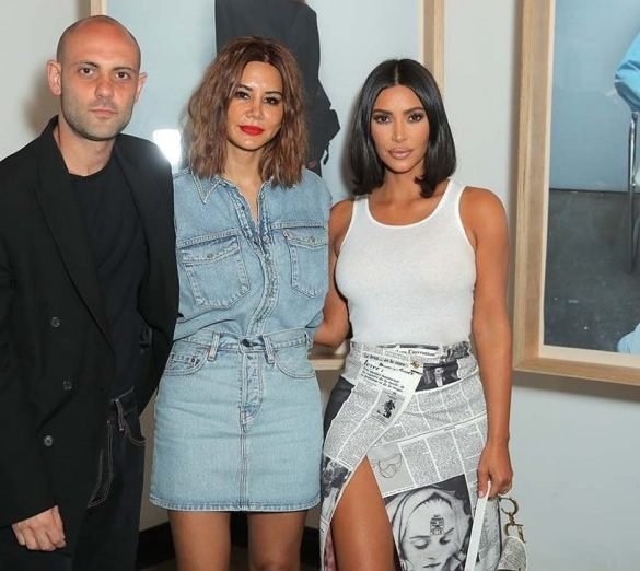 From left: Wardrobe.NYC designers Josh Goot and Christina Centenera with Kim Kardashian West