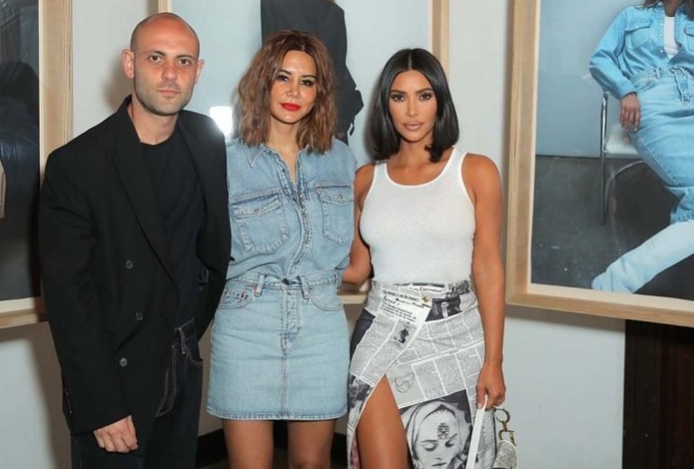 From left: Wardrobe.NYC designers Josh Goot and Christina Centenera with Kim Kardashian West